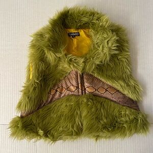 Ilanio Wear Faux Fur Vest Green Women’s Size S Festival Burningman Rave RARE